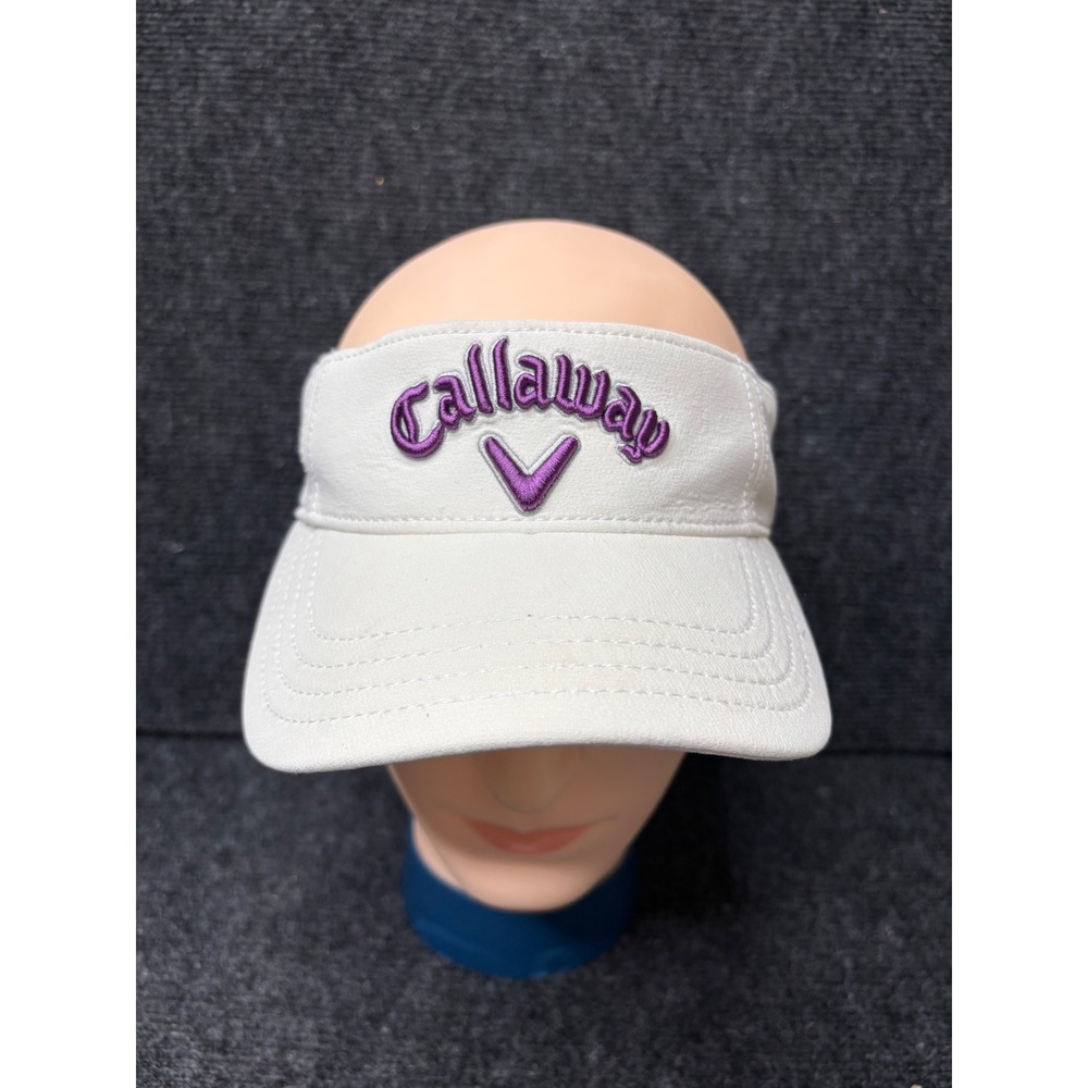 Callaway Womens Golf Visor Cream Off White Purple Embroidered Adjustable Strap